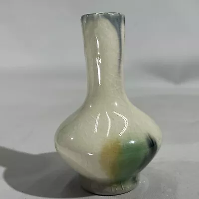 Antique Chinese Bottleneck Sancai Majolica Crackle Glaze Bud Vase • $54