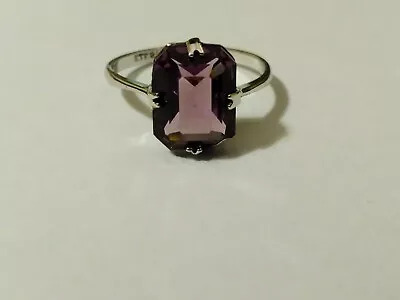 Size M & 1/2 Sterling Silver 925 Ring Ladies Purple Single Solitaire Stone • £15