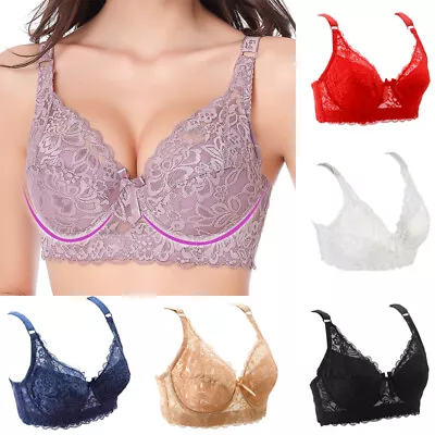 Ladies Sexy Lace Underwired Gathered Bra Full Cup Plus Size Large Bosom 34-46 • £6.58