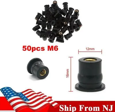 50pcs M6 Motorcycle Rubber Well Nuts Windscreen Windshield Fairing Cowl Fastener • $13.43