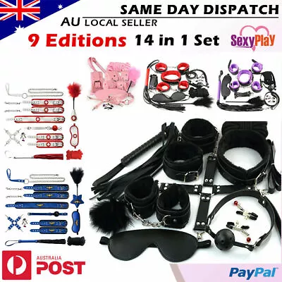 10pcs BDSM Kit Bondage Set Couples Sex Play Toy Restraints Cuffs Whip Handcuffs • $24.99