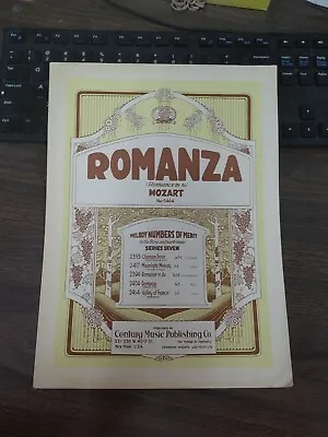 Vintage Antique Piano Sheet Music 1926 Romanza W A Mozart Century Music • $4.99