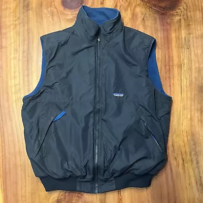 Vintage Patagonia Nylon Full Zip Vest Fleece Lined Blue Black XL Jacket Coat Y4 • $74.99