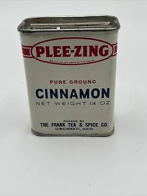 Vintage Plee-Zing Cinnamon Spice Tin  1 1/4 Oz  Frank Tea & Spice Cincinnati Oh • $8.99