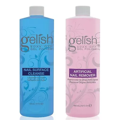 Harmony Gelish Soak-Off Gel Polish Nail Surface Cleanse + Nail Remover 16oz 2pcs • $24.99