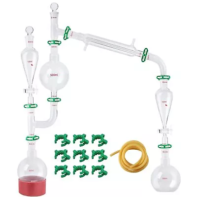 Laboratory Chemistry Glassware 22pcs 500ml Distillation Apparatus Set With 2... • $126.97