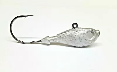 50 Unpainted  Ultra Minnow  Jig Head Striper Fluke Walleye Lure Ultra Point Hook • $53.87