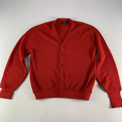 Vintage JANTZEN Cardigan Sweater Men’s Large Red Knit Grandpa KURT Cobain USA • $59.99