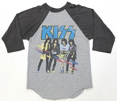 Rare Vintage Kiss Asylum World Tour 1985-86 Raglan T Shirt 80s Rock Band Gray M • $59.99