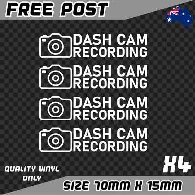 Dash Cam X4 Sticker Decal Vinyl Car Window Camera Recording Dashcam Warning GPS • $5.50