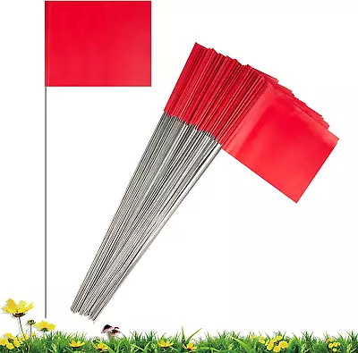 Marking Flags Marker Flags For Lawn 50Pack 4 * 5 * 15 Inch Red PVC Small • $13.22