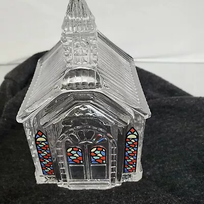 $15 • Buy Vintage Glass Church Decoration/Candle Cover With Stained Glass Windows 
