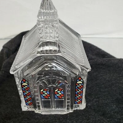 $15 • Buy Vintage Glass Church Decoration/Candle Cover With Stained Glass Windows 