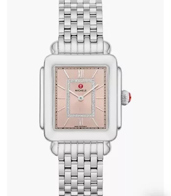 Michele Deco Ii Desert Rose Pink Diamond Dial Steel Watch Mww06x000036 • $500