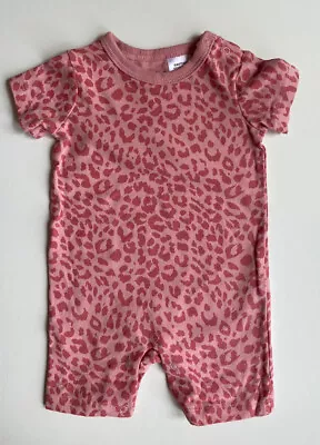 Cotton On Baby Girl Size 0-3 Months Pink Leopard Print Romper One-piece EUC • $7.95