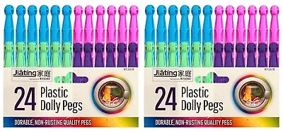Dolly Pegs Strong Durable Plastic Laundry Washing Clothes Line Coloured 48  Peg • £5.99