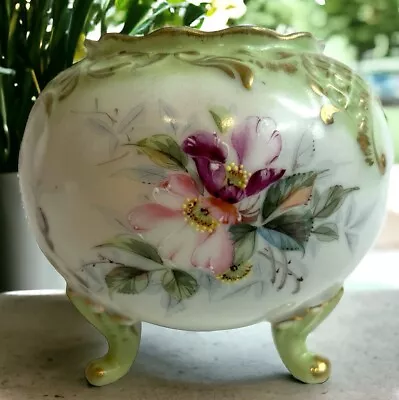 Vintage Vienna Austria Inspired Hand Painted Porcelain Footed Bowl • $97.50