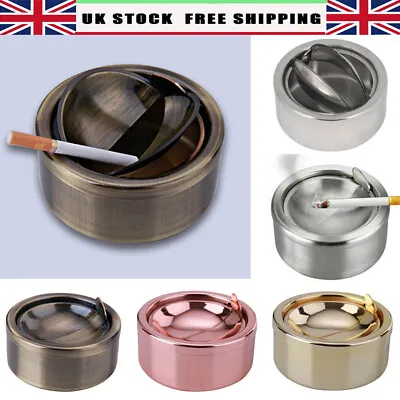 £8.88 • Buy UK Outdoor Stainless Steel Spin Ashtray W/Press Rotating Lid Smokeless Windproof