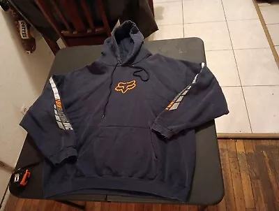 Fox Racing Pullover Hoodie Sweatshirt Blue Y2K  Mens 2XL XXL Vintage Faded  • $39.90