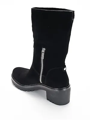 Michael Kors Whitaker Black Suede Boots Chunky Heel Mid-Calf Women's US 8.5? • $40