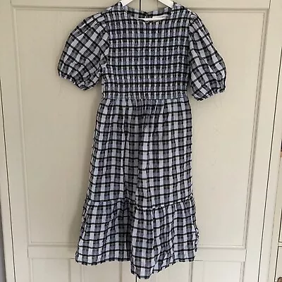 £3.20 • Buy Zara Cotton Seersucker Checked Dress, 164cm/age 13-14 Years