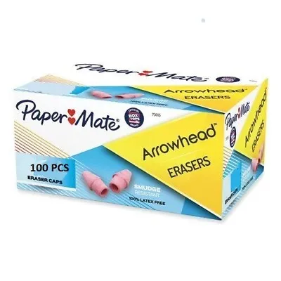 Paper Mate 73015 Arrowhead Pink Pearl Cap Erasers 100 Count BULK Pkg • $7.49