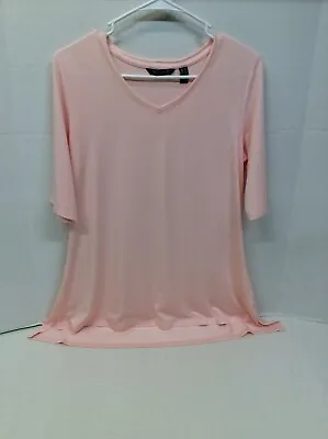 H By Halston Essentials V-Neck Elbow Sleeve Top XS Pink Top A311527 • $17.99