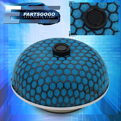 3  76MM Mushroom Racing High Flow Washable Cold Air Intake Induction Filter Blue • $15.99