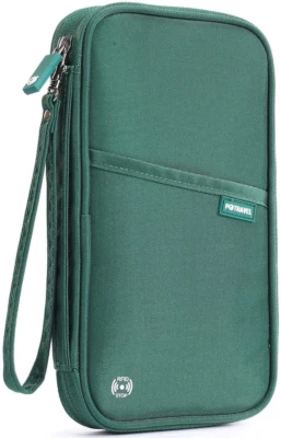 $27.99 • Buy RFID Cards Blocking Travel Trip Wallet Family Passport Holder With Hand Strap