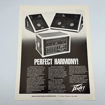Peavey Portable Monitor Package 1980 Print Ad 8x11 EQ-27 CS-400 Perfect Harmony • $8.25
