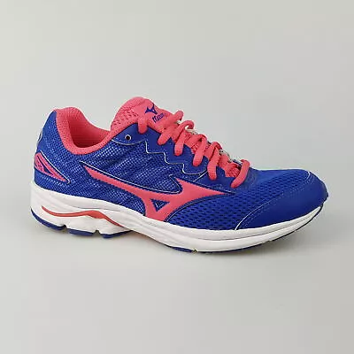 Girl's MIZUNO 'Wave Rider 20' Sz 4 US Runners Shoes Blue Pink | 3+ Extra 10% Off • $34.24