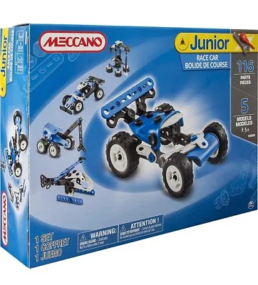 Spin Master Meccano Junior Race Car 5 Models 116 Pieces Blue Age 5+ • £19.99