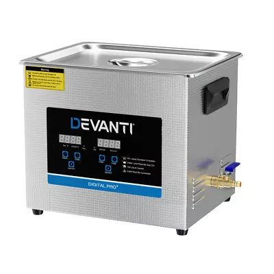 Devanti 10L Ultrasonic Cleaner Heater Cleaning Machine Timer Industrial 240W • $257.95