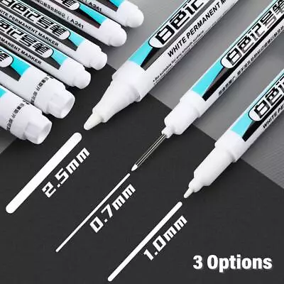 Marker Pen 0.7-2.5mm White Permanent Paint  For Glass Metal Wood Plastic • £1.19