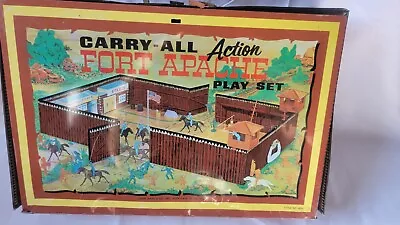 Vintage 1968 Marx Fort Apache Carry All Action Partial Play Set With Tin Case • $59.95