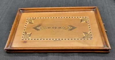 Antique / Vintage Decorative Inlaid Marquetry Wooden Tray Under Glass 10.5x6.25  • $34.99