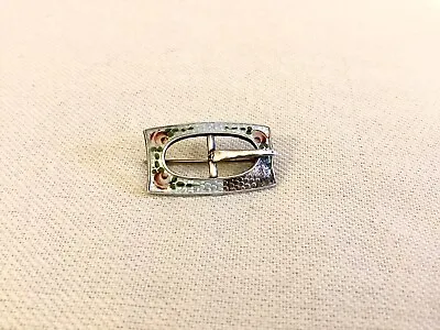 Antique Signed Charles Horner Silver & Guilloche Enamel Buckle Brooch Pin • £49