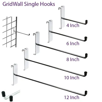 Grid Wall | Mesh Panel HOOKS Arm Shop Display Fitting Prong 4  6  8  10  12'' HD • £109.99