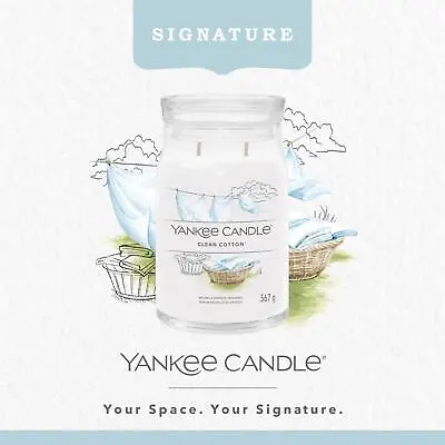 Yankee Candle Signature Large Jar Clean Cotton Scent Decor Gift • £24.94
