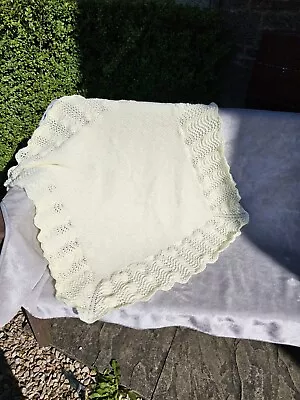 Large Ultra Soft  Hand Knitted Baby Blanket/ Baby Shawl • £9.99