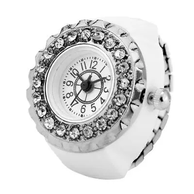 Newest Crystal Deco Women's Ring Watch Lady Quartz Finger Watches Elastic Strap • $4.93