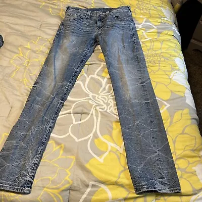 True Religion Skinny Acid Wash Jeans Mens 34L Skinny Straight Distressed • $29.99