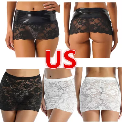 US Womens See-through Skirts Micro Mini Hip Lingerie Miniskirt Ultrashort Skirts • $7.99