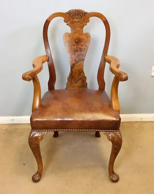 Antique Walnut Carver Desk Armchair • £775