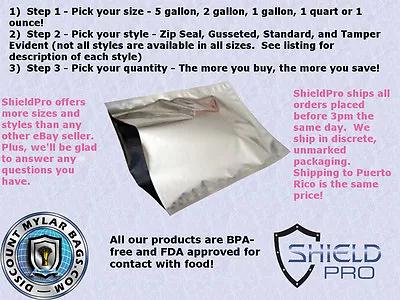 5 Mil Odor-Proof Mylar Bag Ultimate Listing Style Quantity 125 Gallon Open Zip • $19.99