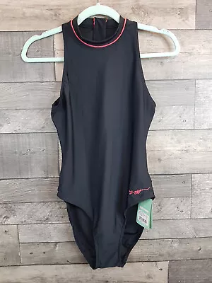 Zoggs Womens Swimsuit UK 12 Black Pink Zipped Back Swimming Costume BNWT • £24.99