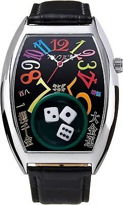Frank Miura King Macau Gamble Watch Rainbow Black Leather Band FM12-SVCRB • $163.20