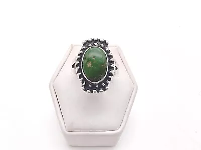 Vintage 1930's Navajo Handmade Sterling Silver Natural Green Turquoise Ring Sz 6 • $65