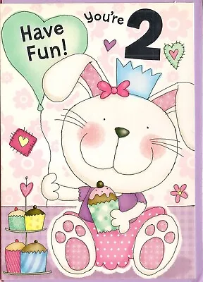 2nd Happy Birthday Greeting Card Girl's 2 Years Old Second For Her Traditional • £2.25