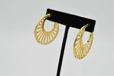 Vintage Statement Earrings Chunky Gold Dangle Abstract Hoops Metal 1980s BnS • $10.36